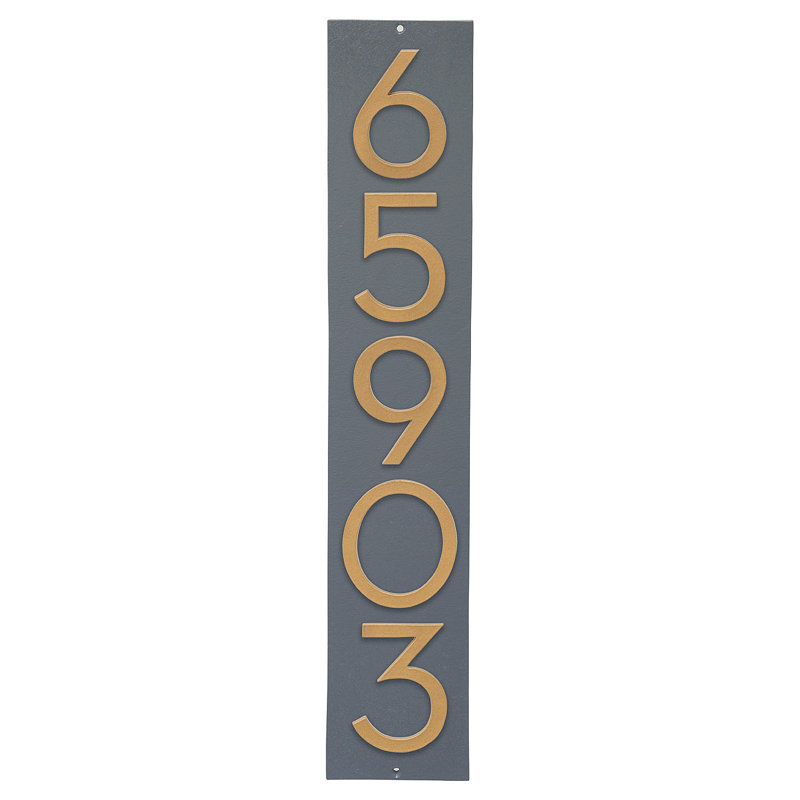 Plaque d'adresse verticale flottante de 6 po, Gris/doré, Oui