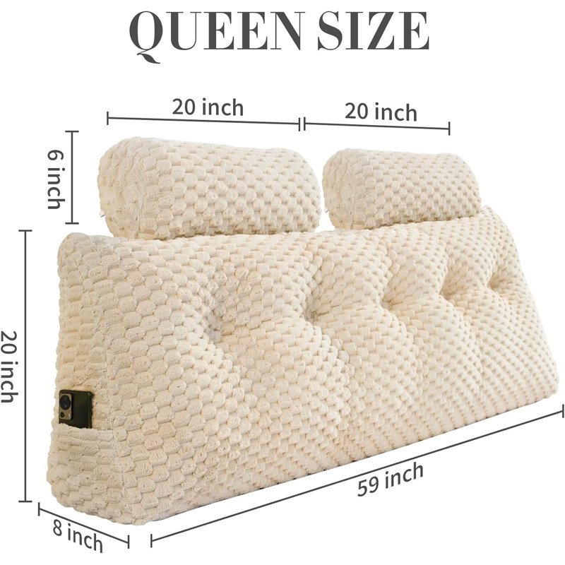 Coussin Velet, Beige, Triangulaire H 20 po x l 59 po