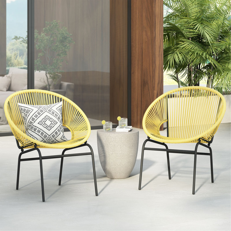 Ensemble de 2 chaises en osier Nusa, Jaune