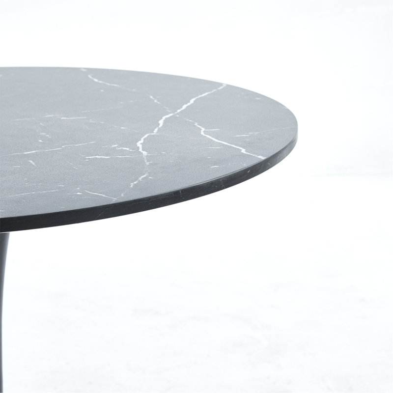 Table de salle à manger Ceballo Mid-Century pour 4 à 6 personnes, Noir, Noir, H 29 po x L 23,6 po x l 23,6 po 