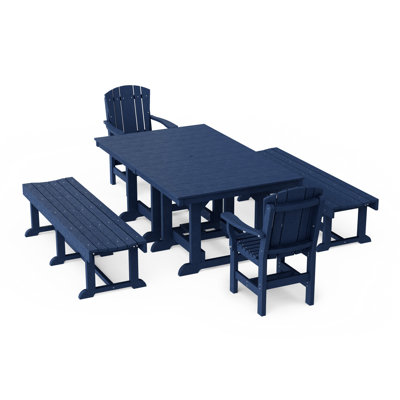Heritage 5-Piece Rectangular Dining Set With Benches