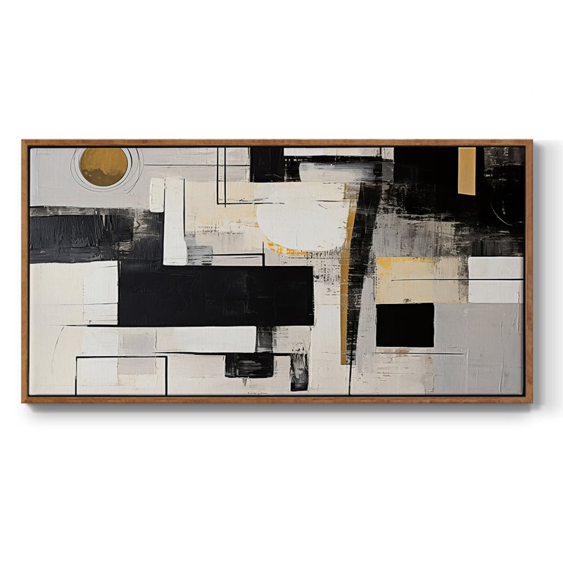 «Abstract Series» -CCCLLXXIX- Toile tendue avec châssis tendue, prête à être accrochée, H 17 po x l 33 po, Noyer