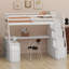 Lit mezzanine tout-en-un avec bureau, tiroirs de rangement et tablettes