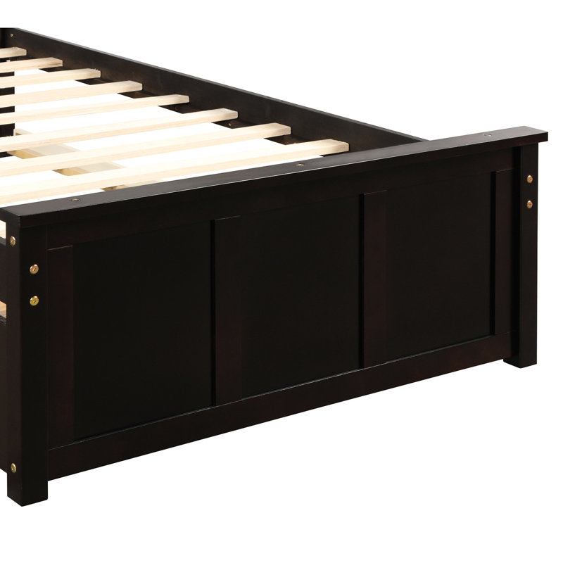 Lit plateforme simple avec lit gigogne pour une organisation optimisée de l'espace dans la chambre à coucher, Espresso