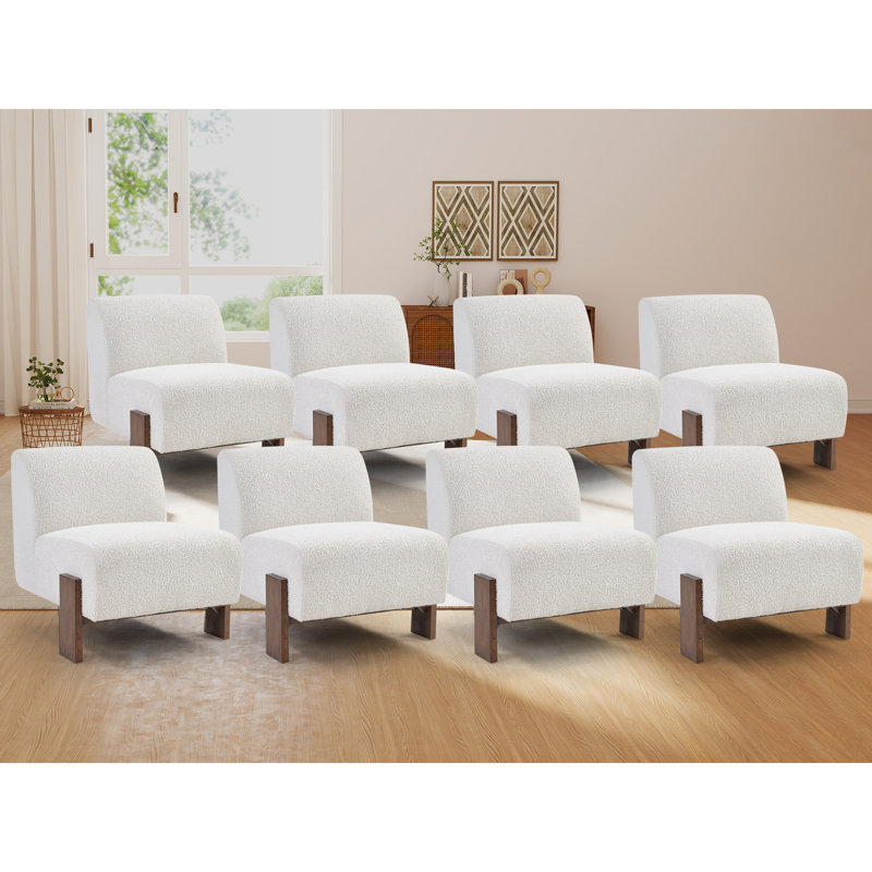 29.1" Wide Contemporary Soft Upholstered Armless Accent Chair With Solid Wood Legs