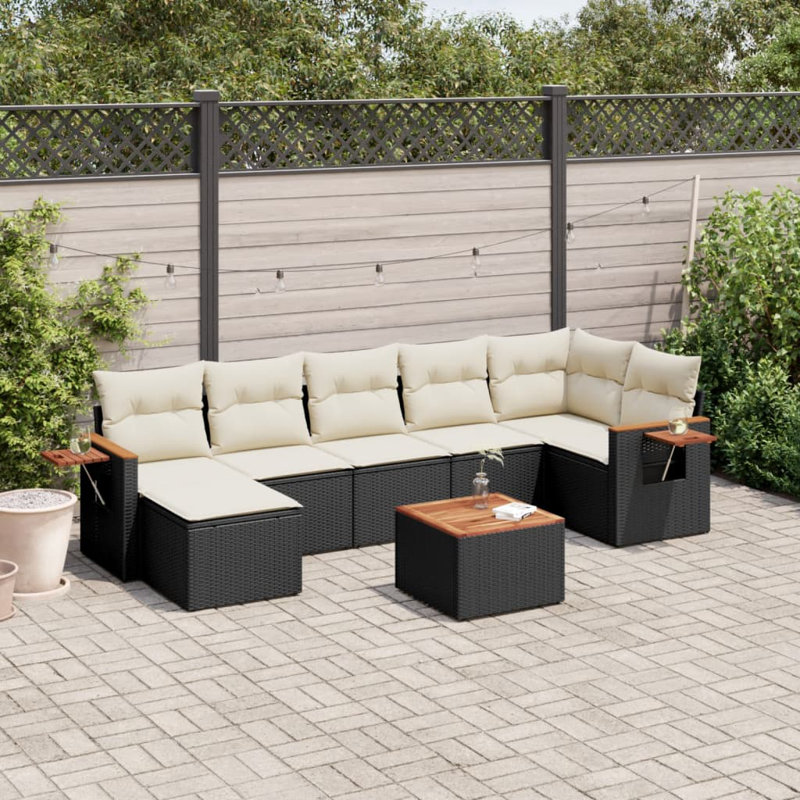 Grand canapé modulaire en rotin PE Vidaxl, Noir