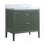 Ensemble de meuble-lavabo autoportant vert 36 po entièrement assemblé avec structure en bois massif et plateau en marbre d'ingénierie-522583719-522583718-522583717