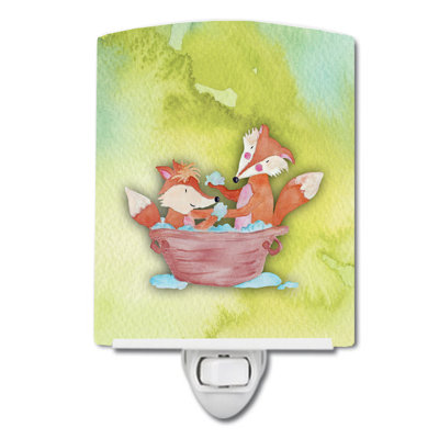 Foxes Bathing Ceramic Night Light