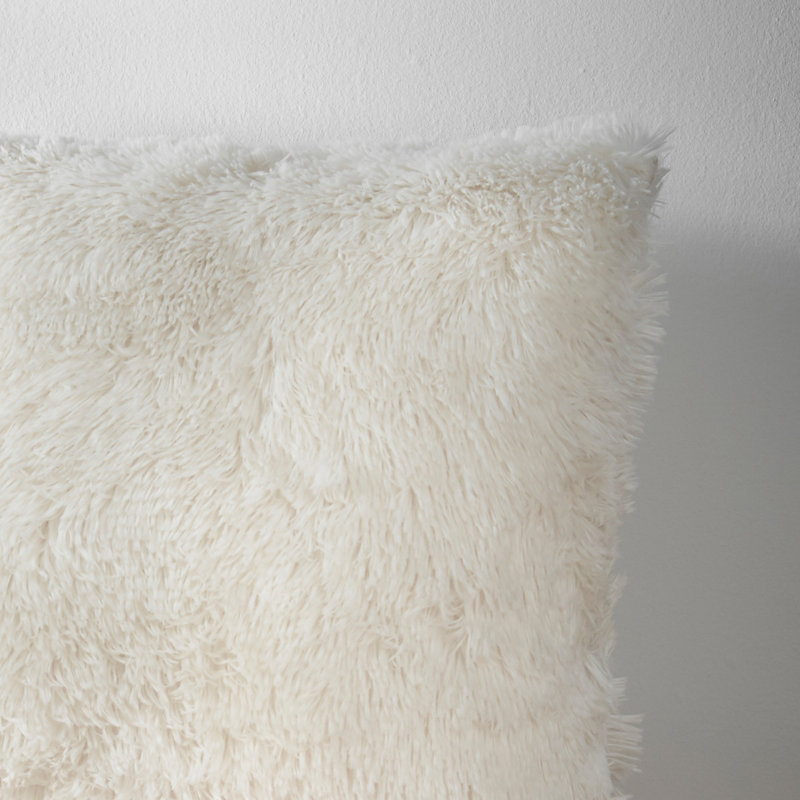 Cuddly Deep Pile Faux Fur Cushion Cover, Cream