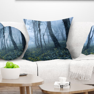Coussin Schafer Landscape Trees in Foggy Spring Forest