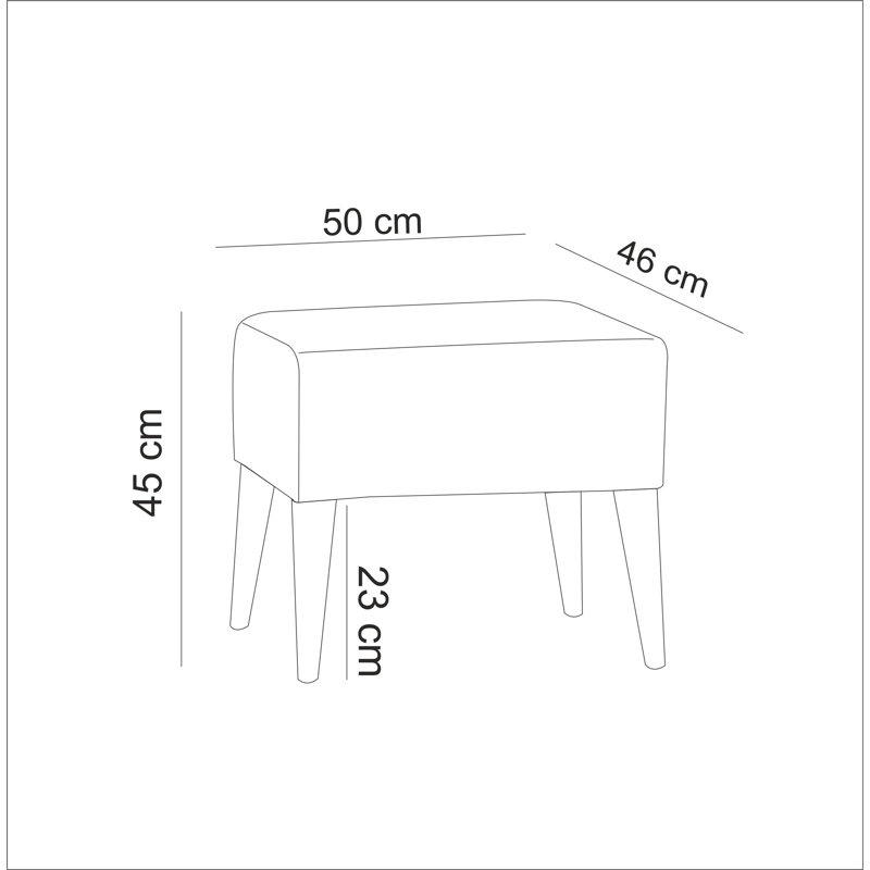 Repose-pieds rectangulaire 19,7 po Shandon, 100 % lin gris
