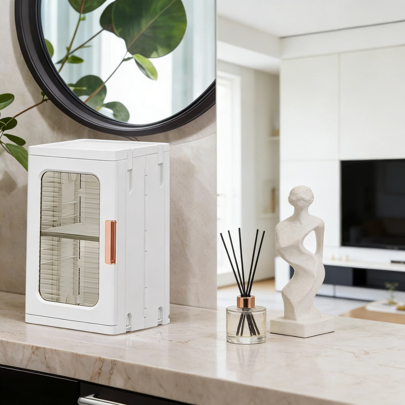 Armoire de rangement autoportante avec tablette réglable, conception imperméable pour salle de bain, cuisine, organisateur de bureau, armoire de comptoir compacte avec portes
