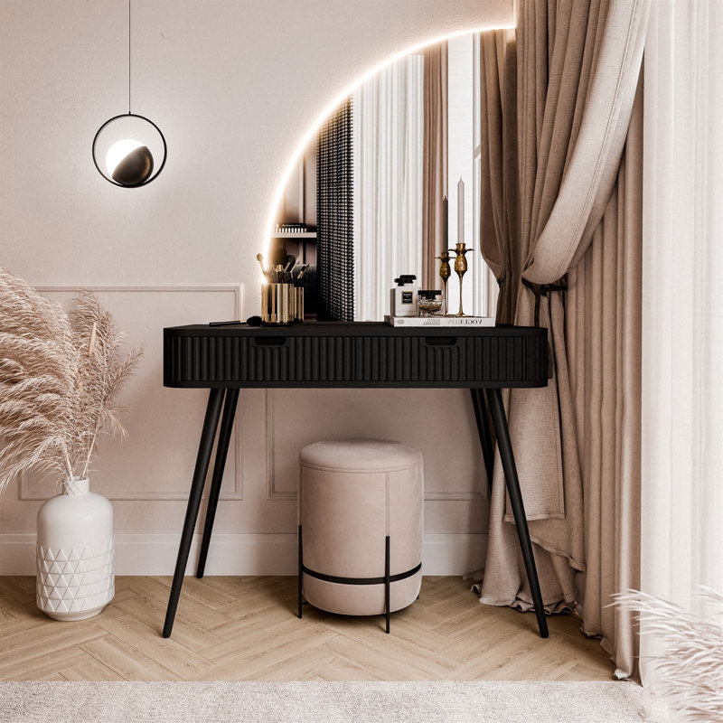 -QS dressing table with LED mirror, Black