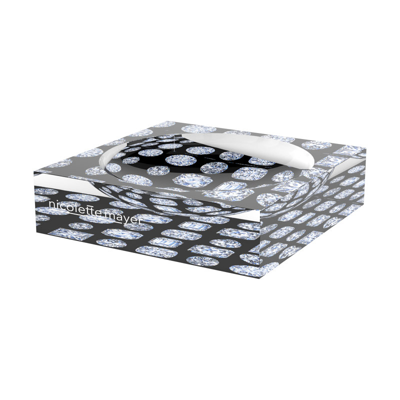 Bougie Diamonds Black Acrylic Candy Catchall Dish, 6"W x 6"D x 2"H