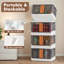 Collapsible Storage Bins With Lids, Stackable Storage Bins With Doors And Wheels