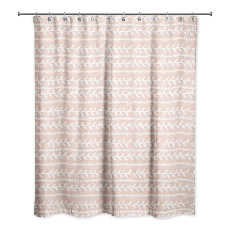Rideau de douche simple à motif floral Trimont, Rosé