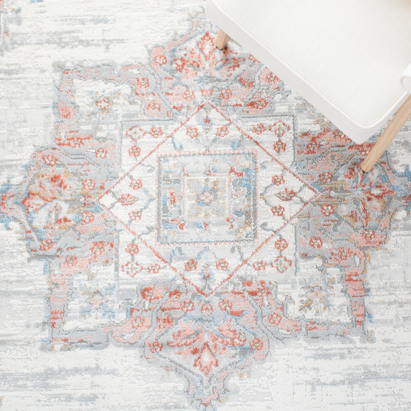 Tapis oriental ivoire / rouille, Tapis de couloir 2 pi 2 po x 8 pi