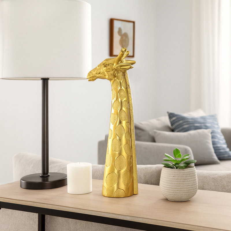 Figurine décorative girafe en résine pour table, H 16 po x l 6 po x P 3,25 po
