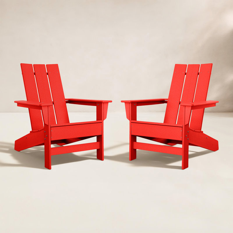 Ensemble de 2 chaises Adirondack en PEHD toutes saisons Ratcliff, Rouge vif