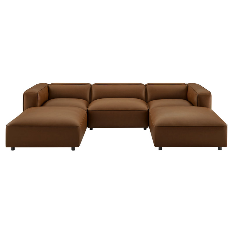 Canapé modulaire en forme de U rembourré 5 pièces Auren, Café
