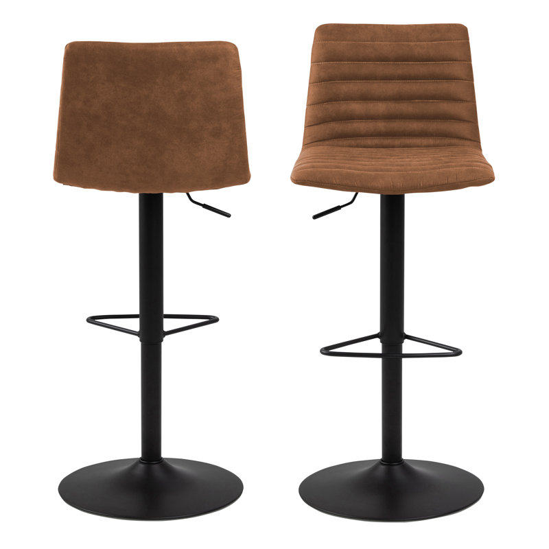 Benko Swivel Upholstered Adjustable Height Counter Stool with Metal Frame, Brown