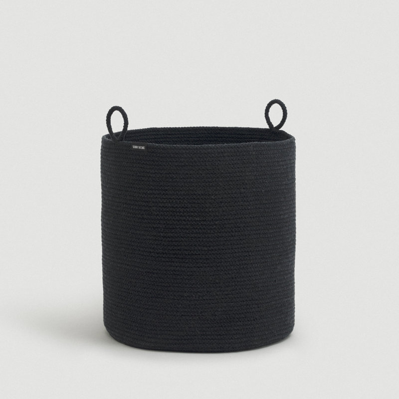 Black Loops Cotton Rope Basket - Large, 53 pt, Black