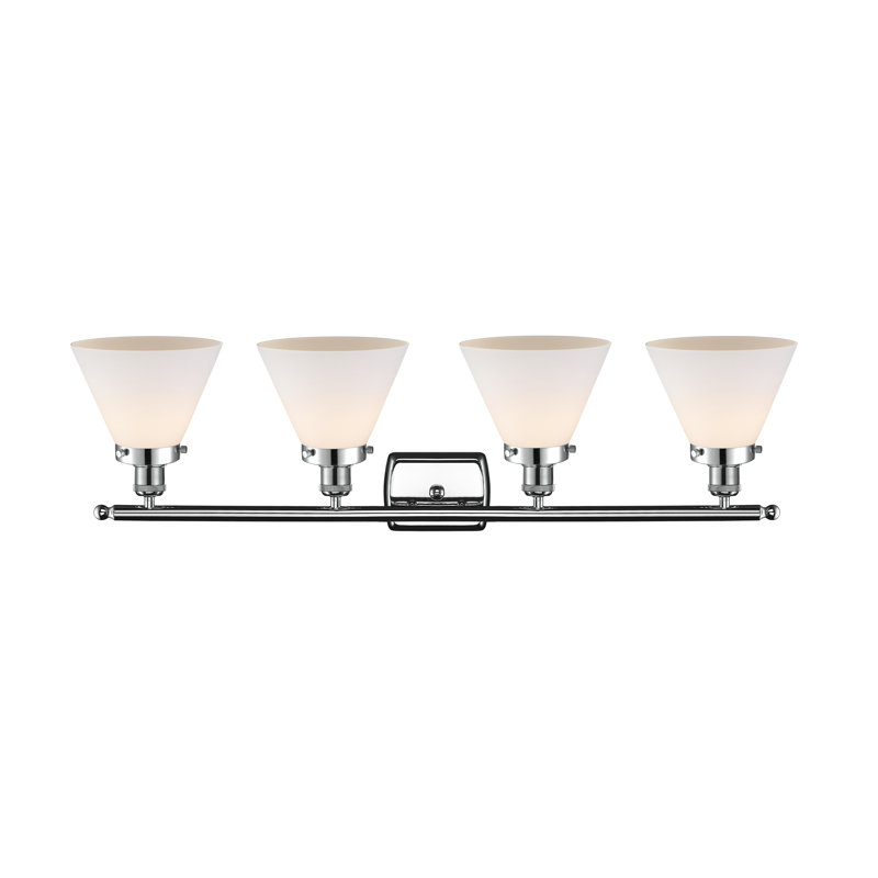 Éclairage pour meuble-lavabo 4 lumières 38 po Ballston Urban Cone, Chrome poli, Blanc