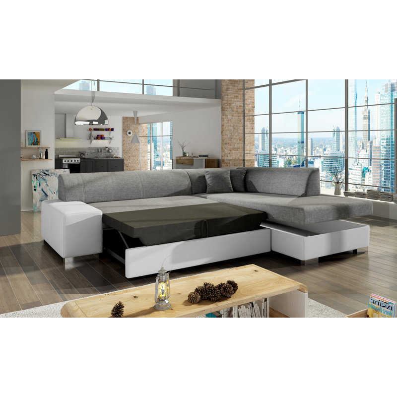 Cienna 4 Seater Sofa Bed, Right Hand Facing, Light Grey/White