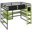 Lit mezzanine en bois avec bureau, support de rangement latéral, tablettes multiples et lumière RVB-1723896249-1723896252