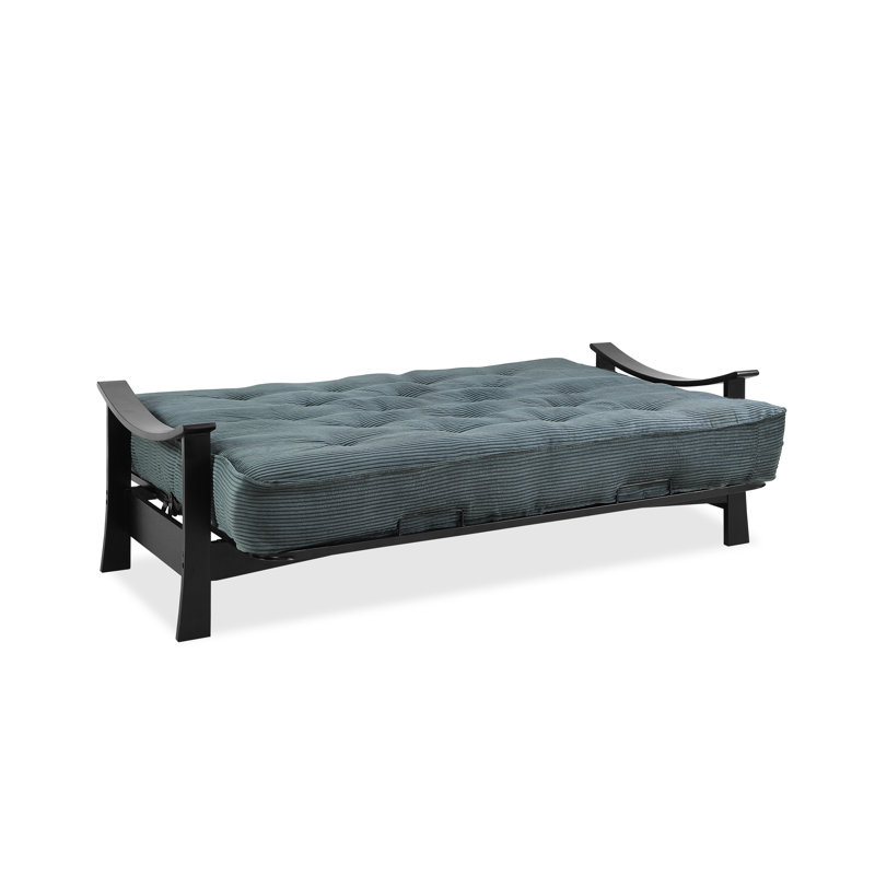 Futon et matelas Mcavoy, Velours côtelé couleur vert forêt