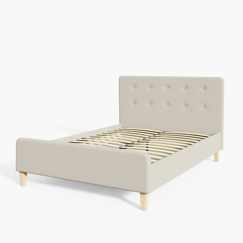 Elinor Upholstered Bed, Double (4'6), Beige
