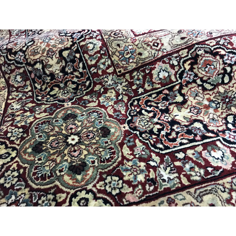 Tapis bleu et rouge noué à la main de haute qualité