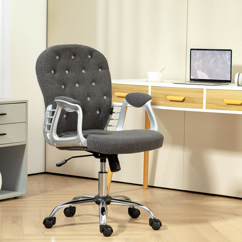 Chaise de bureau en molleton Teddy, Gris foncé