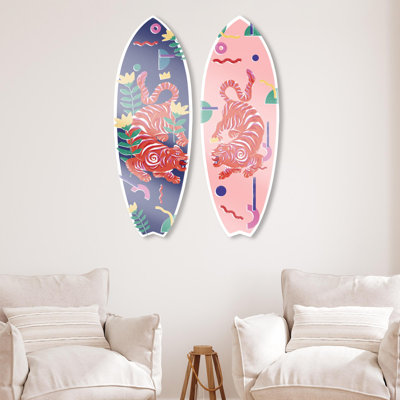 «Notoriart Animal Art», art mural en bord de mer, 2 panneaux 13 po x 37 po, ensemble de skimboard
