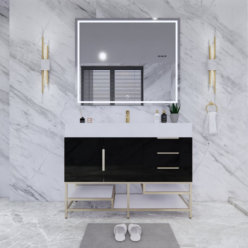 Ensemble de meuble-lavabo simple 47 po Glasgow, Noir ultrabrillant
