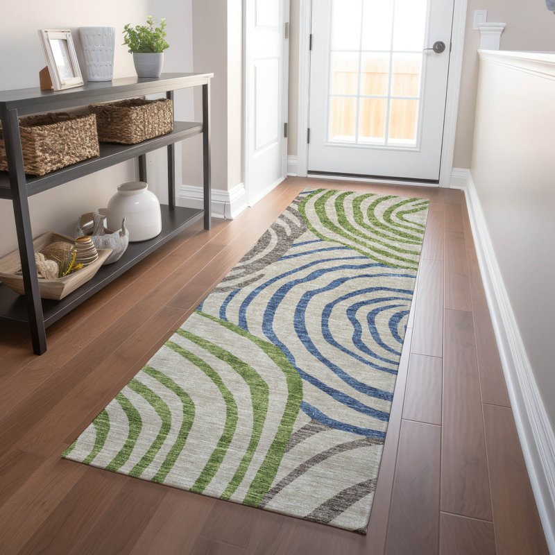 Tapis beige Prisco lavable à la machine de qualité supérieure, Tapis de couloir 2 pi 3 po x 7 pi 6 po