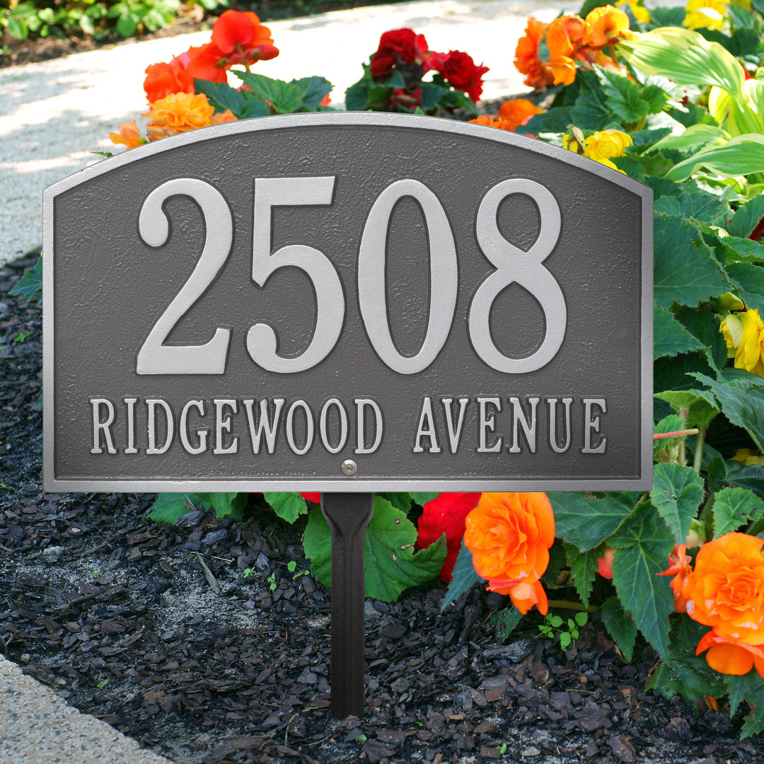 Legacy 2-Line Lawn Address Sign Old Century Forge Background 