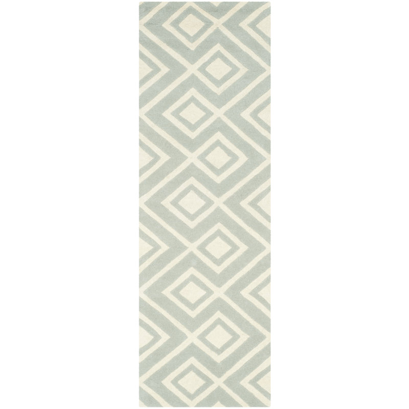 Deedie Hand Tufted Wool Geometric Rug, Runner 2'3" x 7'