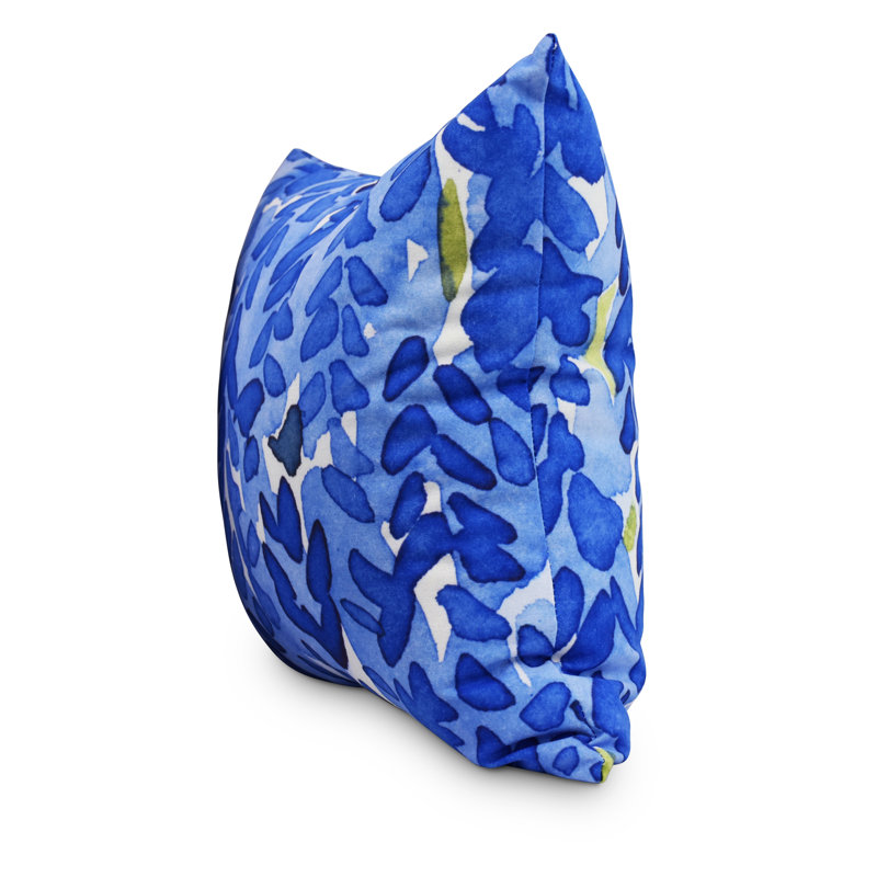 Blue Floral 16" x 16" Square Outdoor Throw Pillow