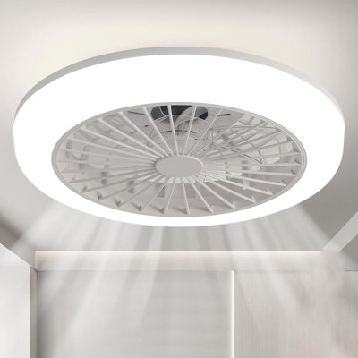 Ventilateur de plafond fermé de 18 pouces avec lumière et télécommande, ventilateur encastré sans pales pour la salle à manger de la cuisine de la chambre à coucher