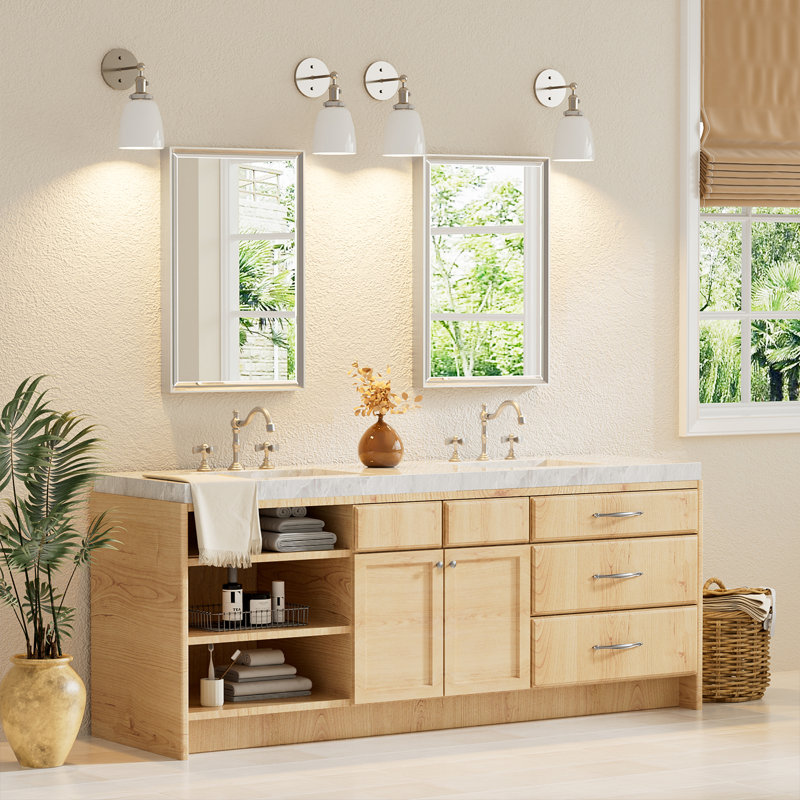 Miroir de salle de bain mural Lohoski, 30 po x 22 po, Nickel brossé