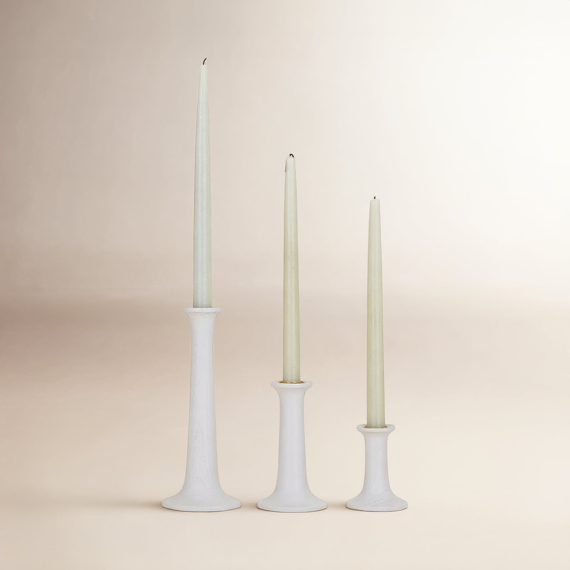Simple Solid Wood Tabletop Candlestick, 5.5" H x 3.5" W x 3.5" D, Gray