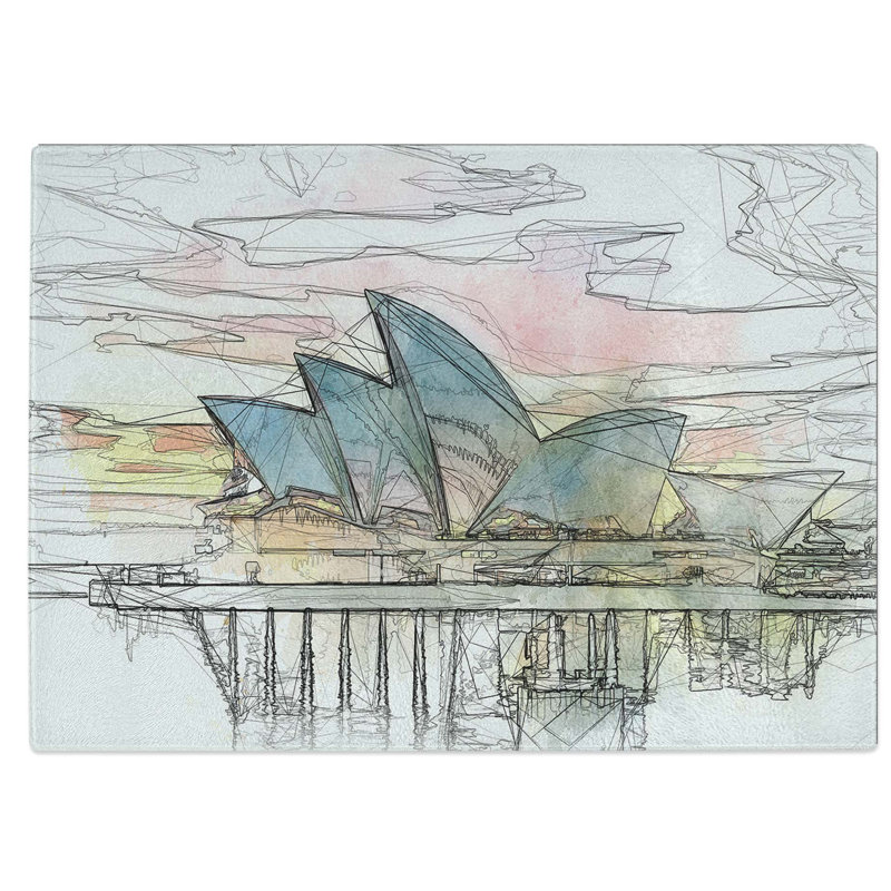 Tempered Glass Sydney Opera House at Sunset Chopping Board, 28.5 cm W x 20 cm L