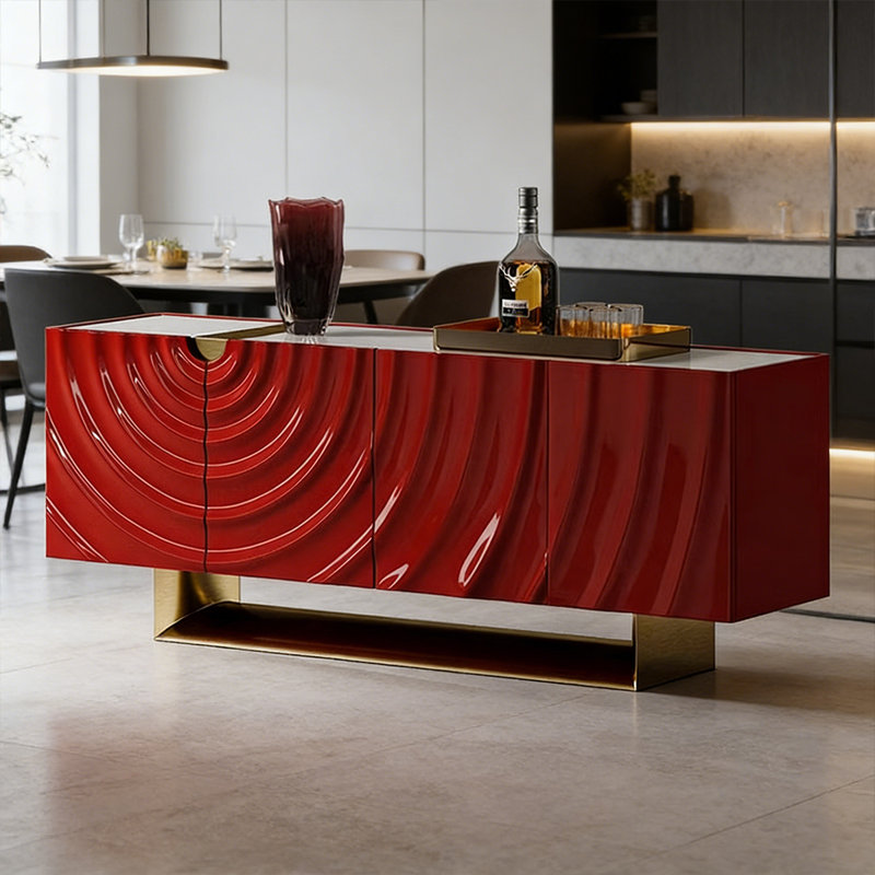 Buffet moderne en bois avec base en métal