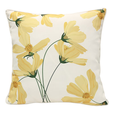 Outdoor Yellow Cosmos Print Pillow 18 x 18