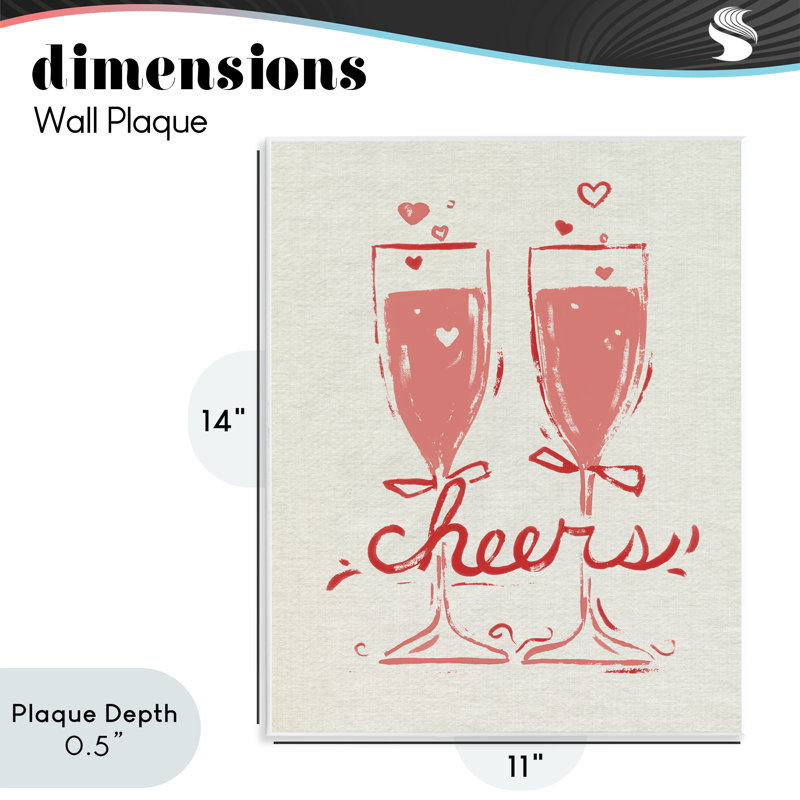 Plaque murale romantique «Cheers To Love», design par June Erica Vess