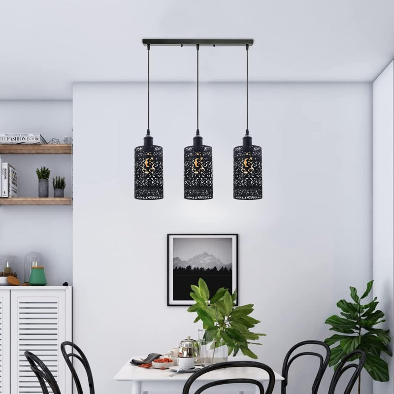 Dominic 3 - Light Kitchen Island Pendant, Black