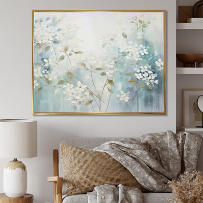«Garden Landscape», art mural, impression florale tranquille bleue - Blue Tranquil Gardens I