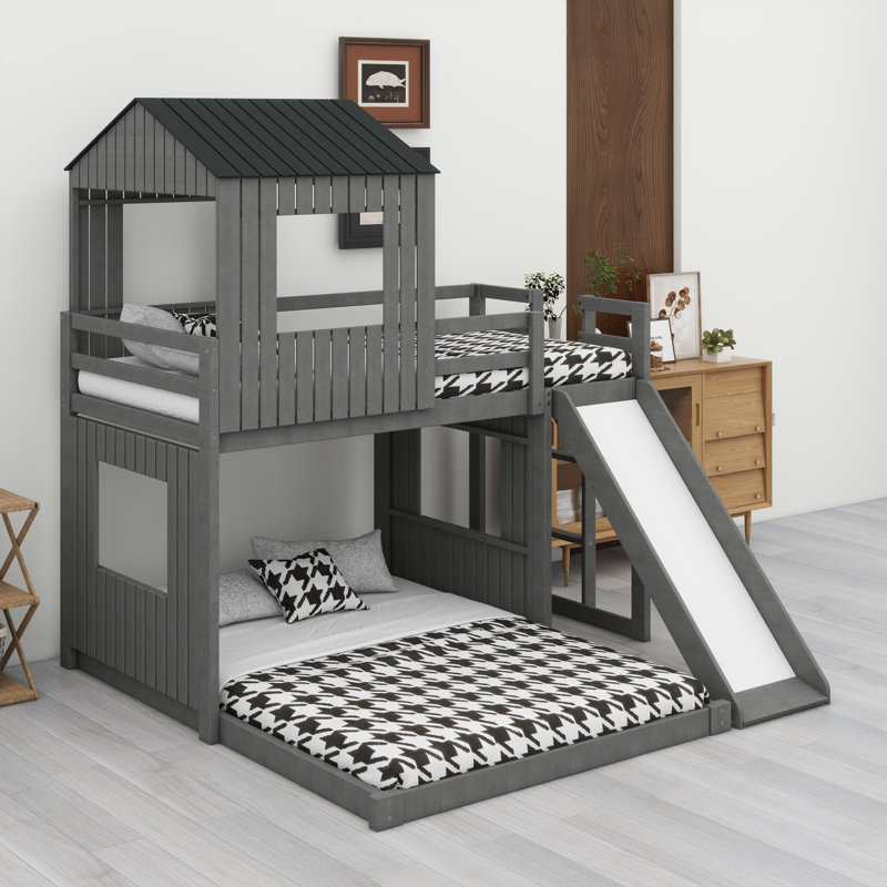 Wooden Bunk Bed, Antique Gray