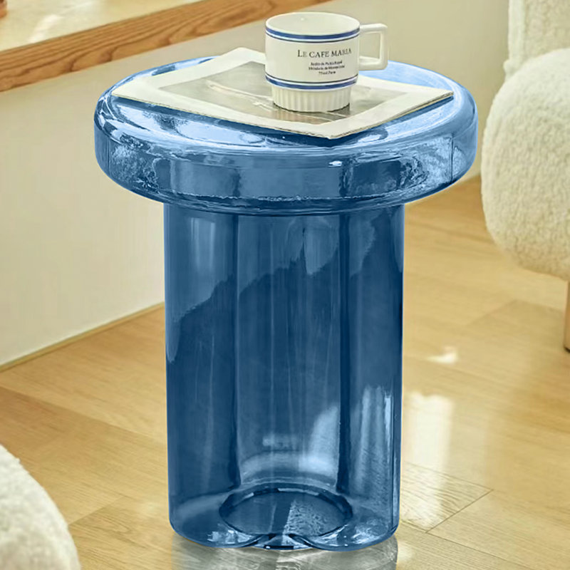 Glass Top End Table, Blue
